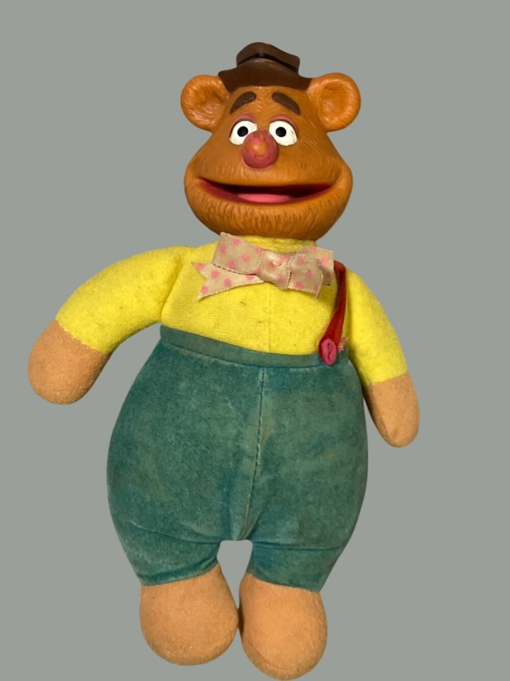 Muppets Fozzie Bear Plush Toy With Bow Tie & Brown Hat Vintage 1991